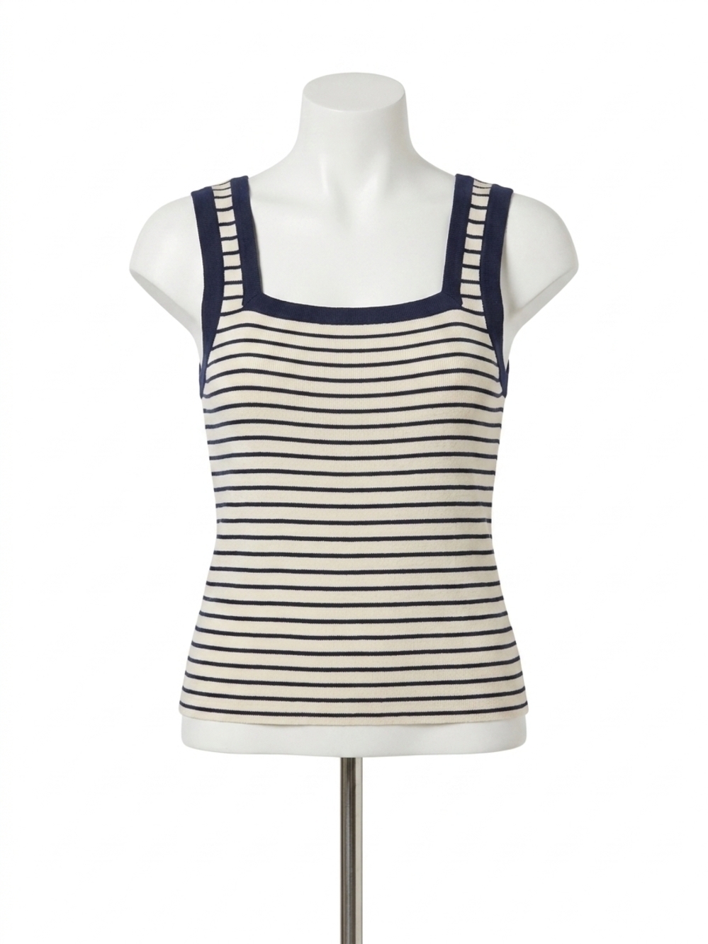 NEW FIFTEEN TWENTY women's mindy contrast tank top in navy with cream